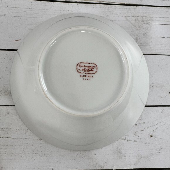 Noritake Fine China Blue Hill Soup Cereal Bowls Silver Trimmed Edge Lot of 2 - Picture 9 of 16